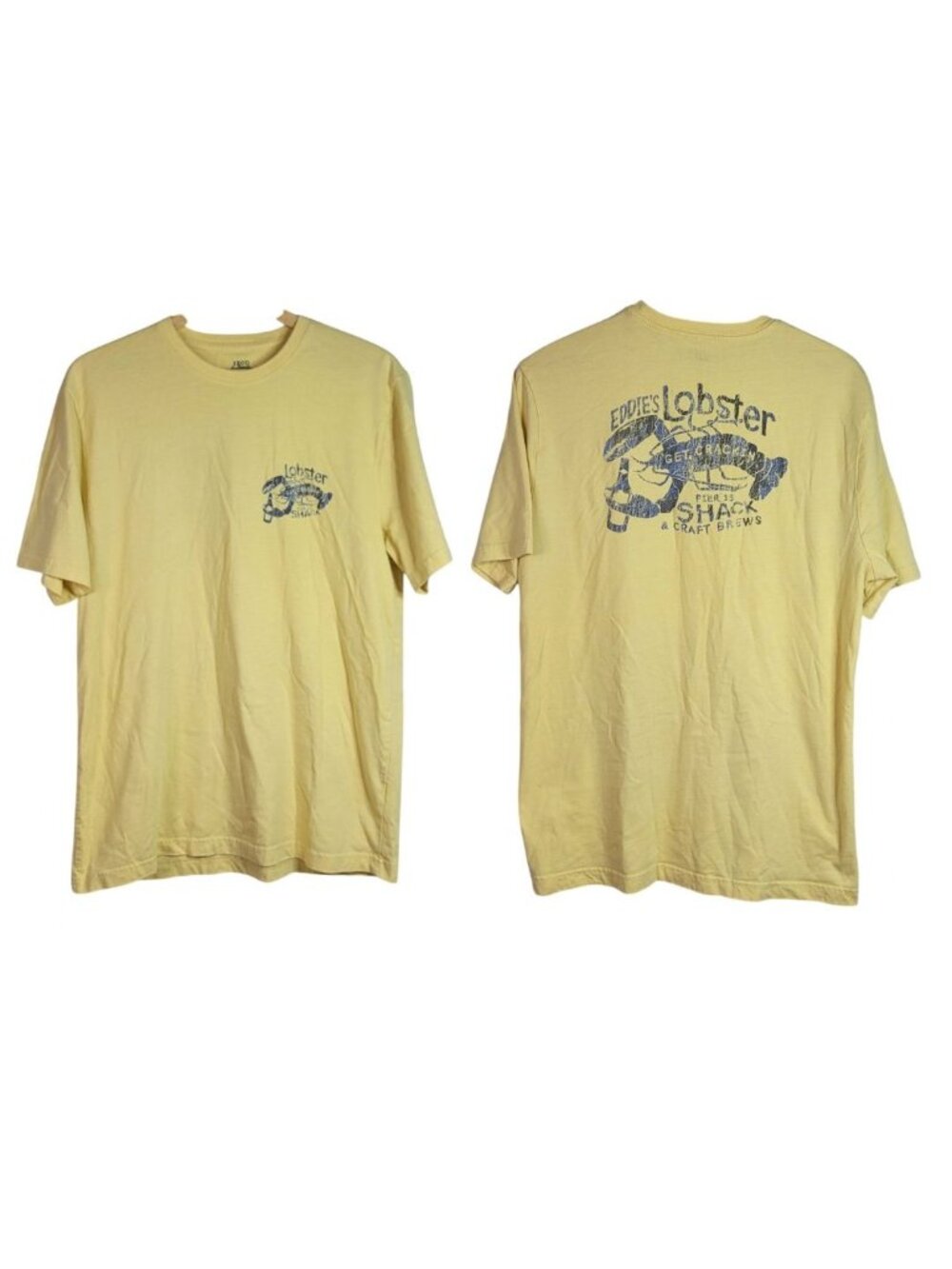Izod Men Saltwater Graphic T Shirt Yellow Large Eddies Lobster Shack Get Cracked